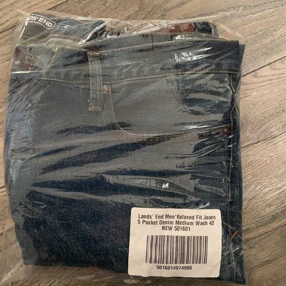 NWT LANDS' END SQUARE RIGGER MEN'S RELAXED FIT 5 POCKET MEDIUM WASH JEAN 42 - Picture 5 of 8